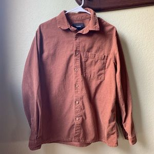 Pull&Bear brown button down corduroy long sleeve